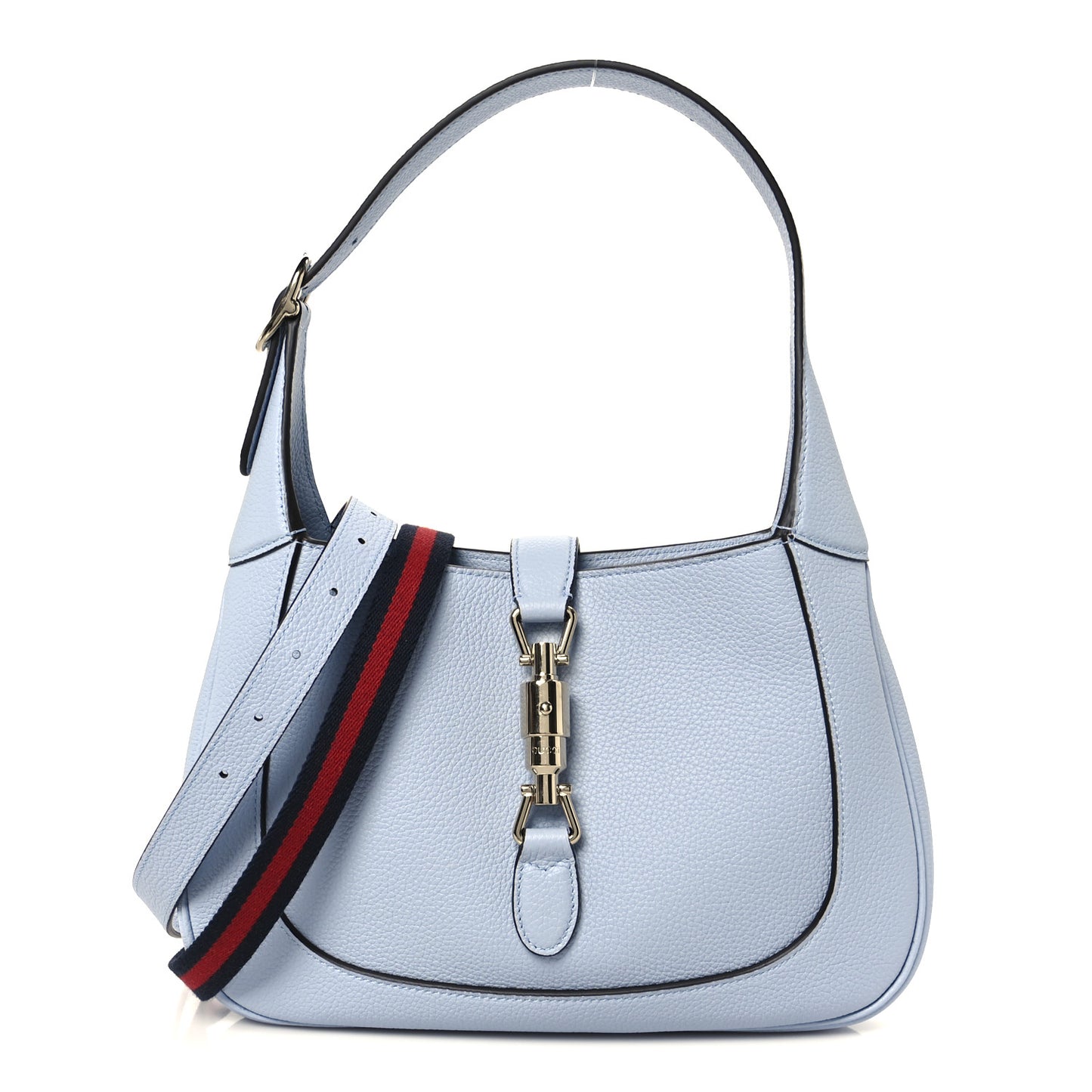 Grained Calfskin Web Medium Jackie 1961 Hobo Light Blue