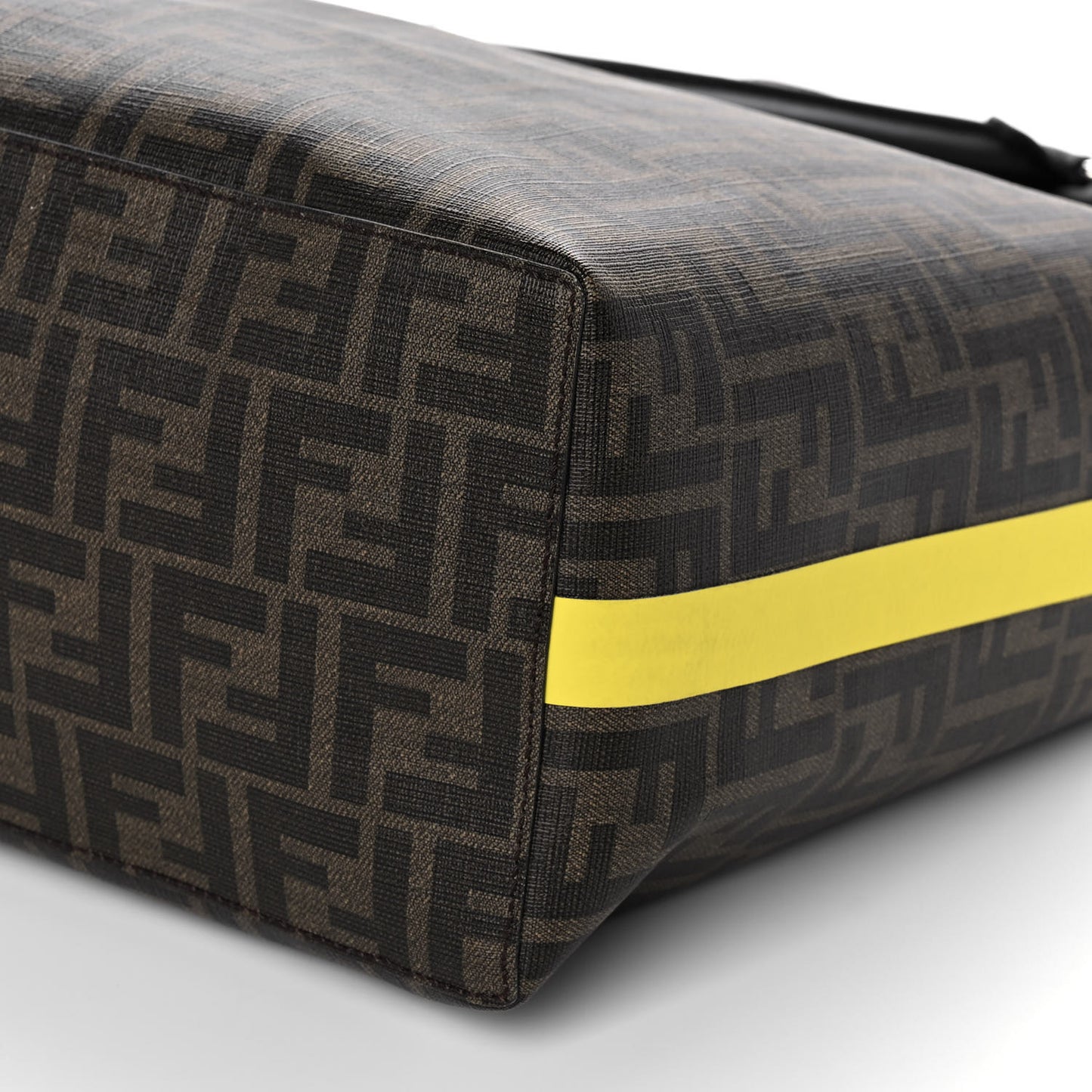 Glazed Fabric Vitello Century FF 1974 Roma Amor Tote Tobacco Moro Black Limone