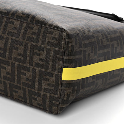Fendi Glazed Fabric Vitello Century FF 1974 Roma Amor Tote Tobacco Moro Black Limone 13 of 14