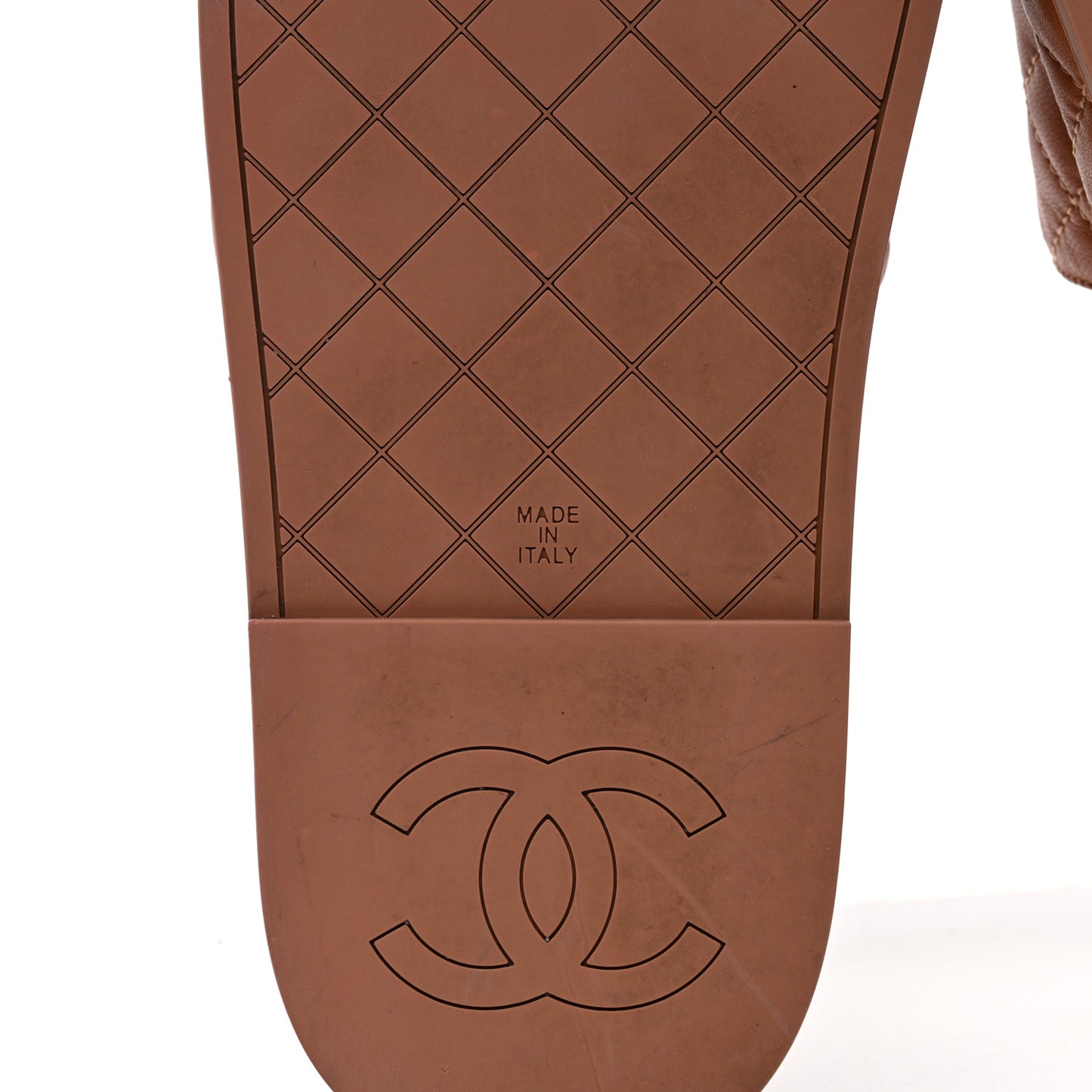 Lambskin Quilted CC Mules Sandals 38 Brown