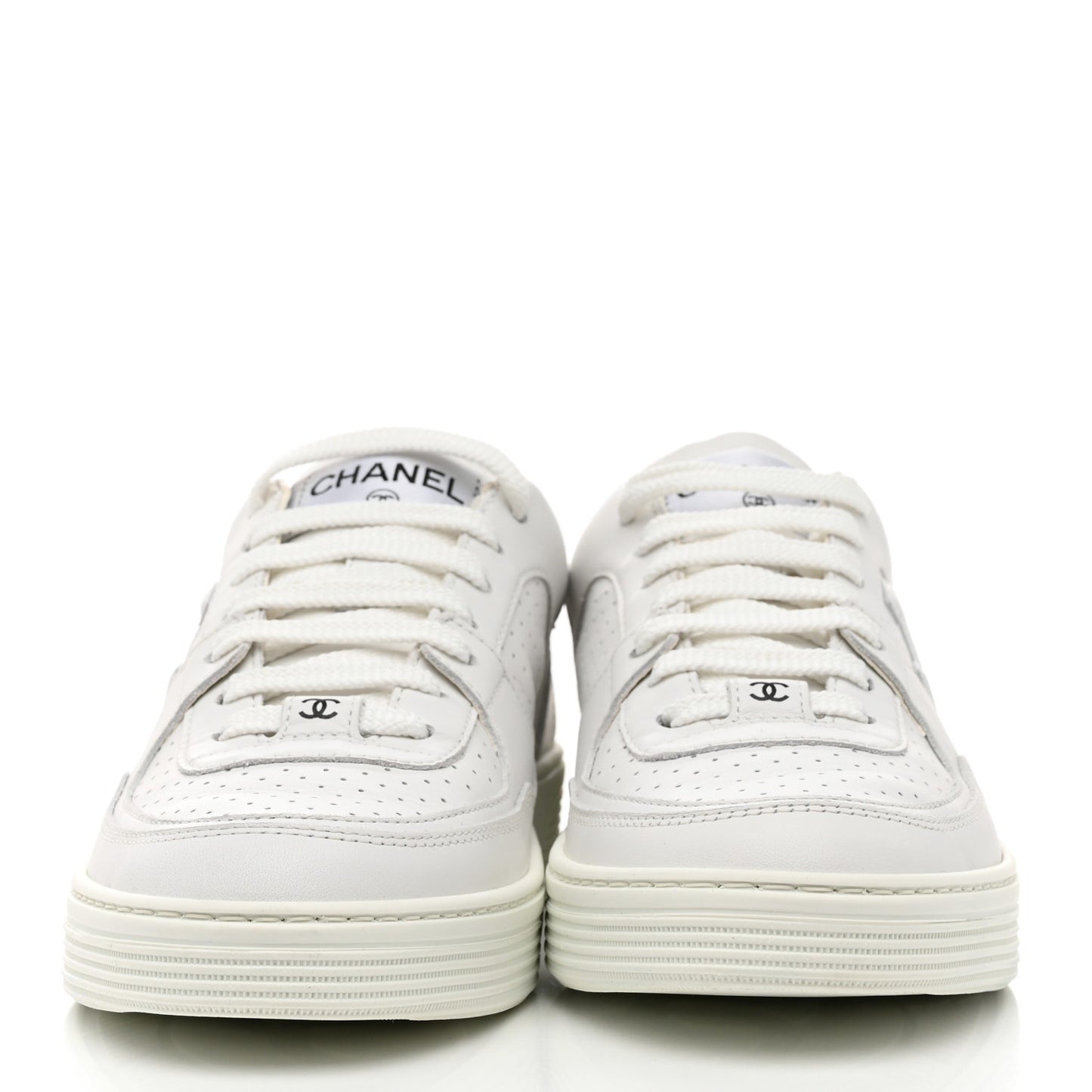 Calfskin CC Womens Sneakers 38 White