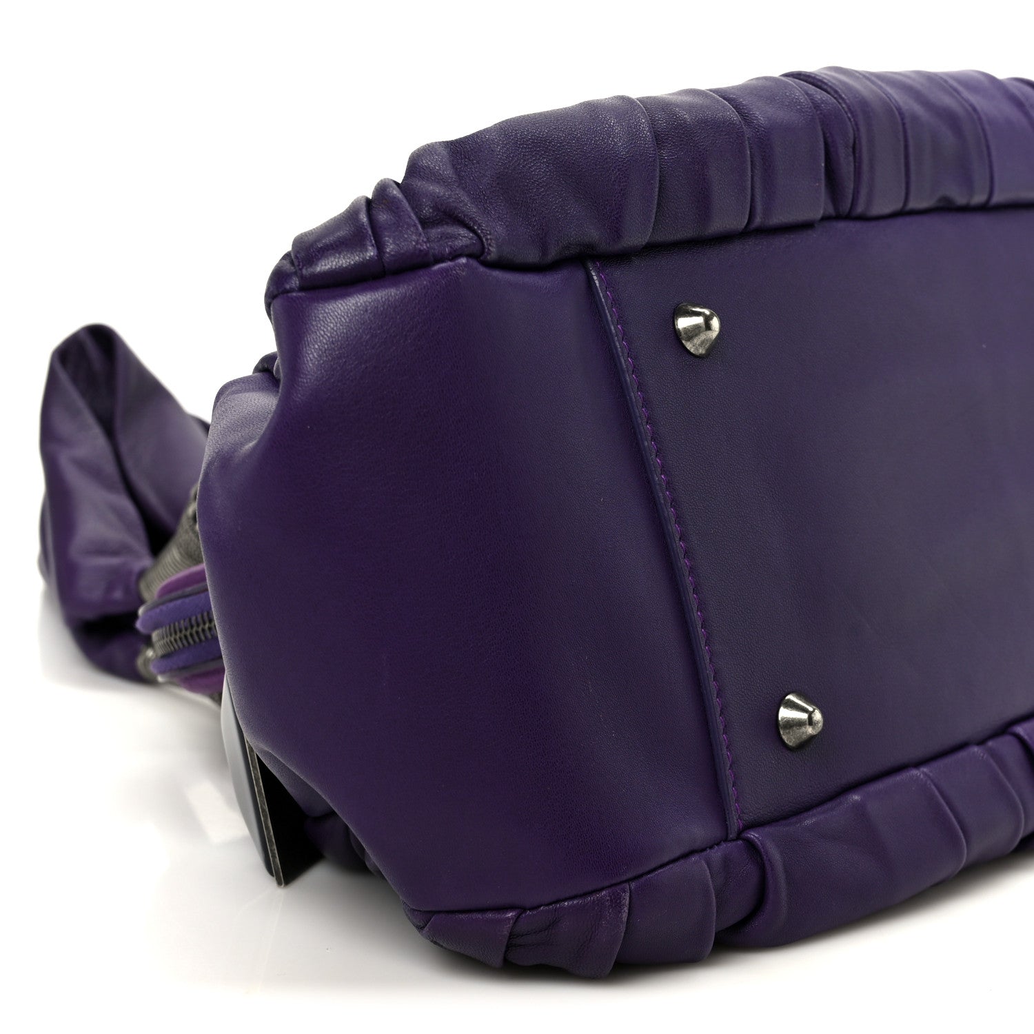 Christian Dior Lambskin Plisse Pleated Frame Satchel Violet Fonce 9 of 10