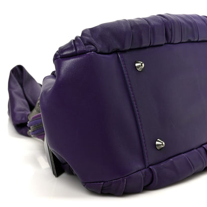 Christian Dior Lambskin Plisse Pleated Frame Satchel Violet Fonce 9 of 10