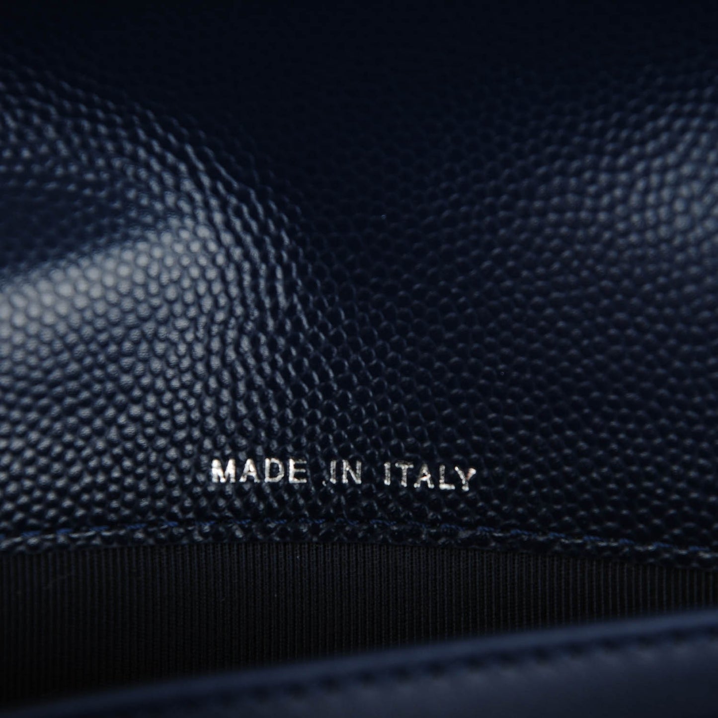 Caviar Chevron Quilted Large Flap Wallet Navy