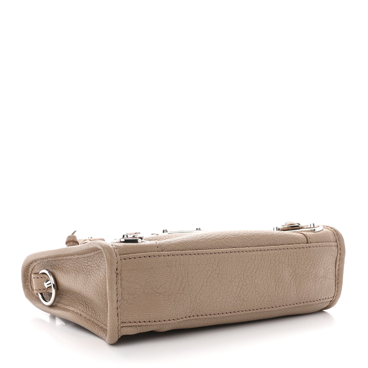 Chevre Silver Metallic Edge Hardware Nano City Beige Latte