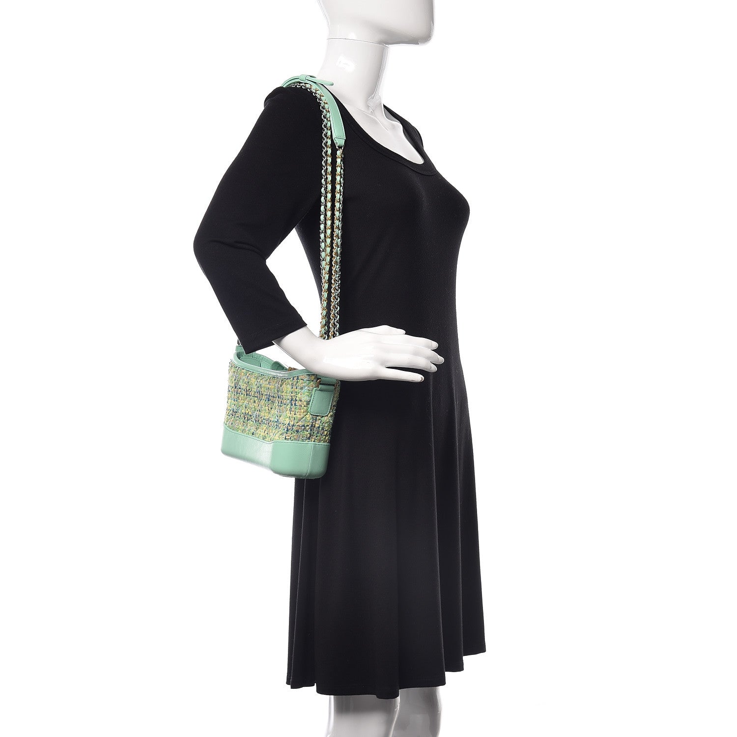 Chanel Tweed Calfskin Quilted Small Gabrielle Hobo Green 2 of 10