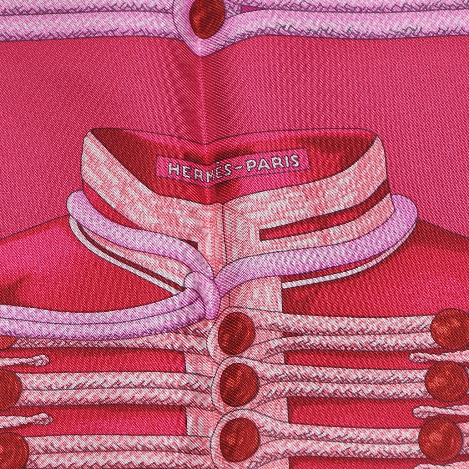 Hermes Silk Brandebourgs Pocket Square Scarf Cyclamen Rose Mauve 6 of 7