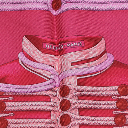 Hermes Silk Brandebourgs Pocket Square Scarf Cyclamen Rose Mauve 6 of 7