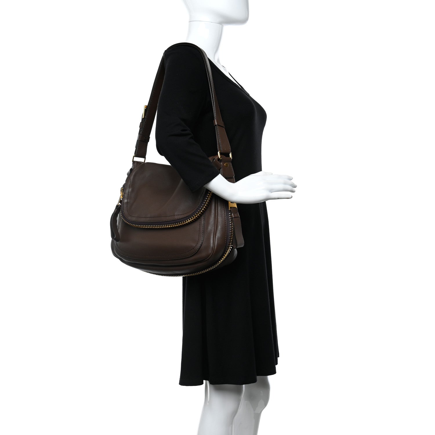 Tom Ford Calfskin Large Jennifer Dark Brown 2 of 10