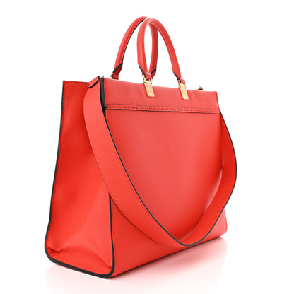 Fendi Vitello Cher Logo Debossed Medium Fendi Sunshine Shopper Tote Lava 3 of 14