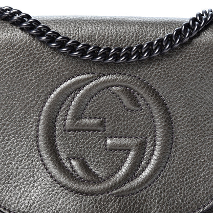 Gucci Metallic Pebbled Calfskin Small Soho Flap Crossbody Sasso 7 of 9