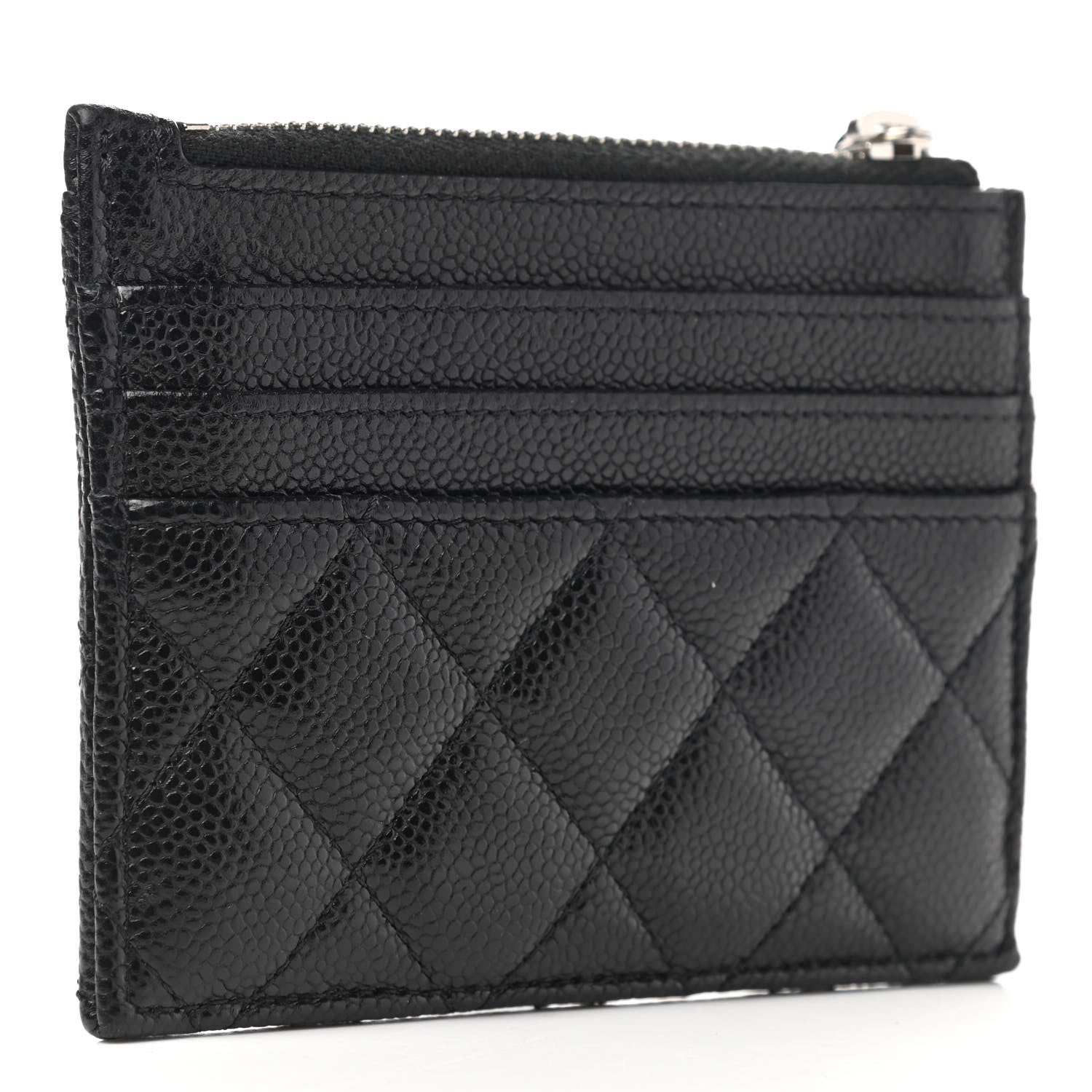 Chanel Caviar Quilted CC Zip Card Holder Black 3 of 8