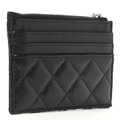 Chanel Caviar Quilted CC Zip Card Holder Black 3 of 8