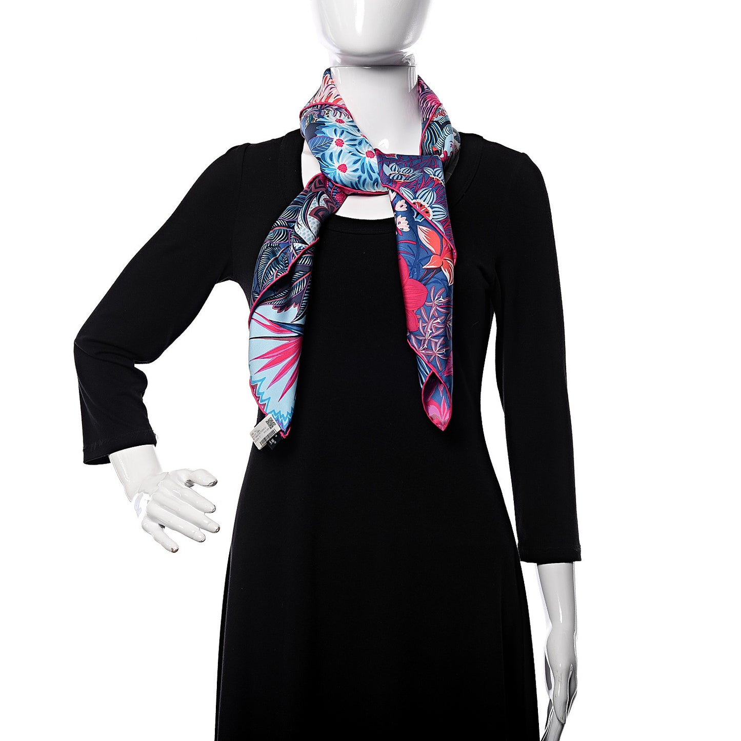 Silk Mountain Zebra Scarf 90 Turquoise Fuchsia Cobalt