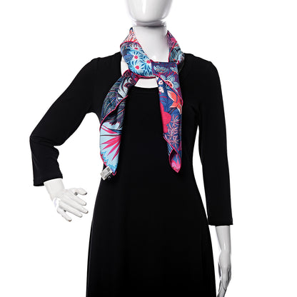 Hermes Silk Mountain Zebra Scarf 90 Turquoise Fuchsia Cobalt 2 of 9