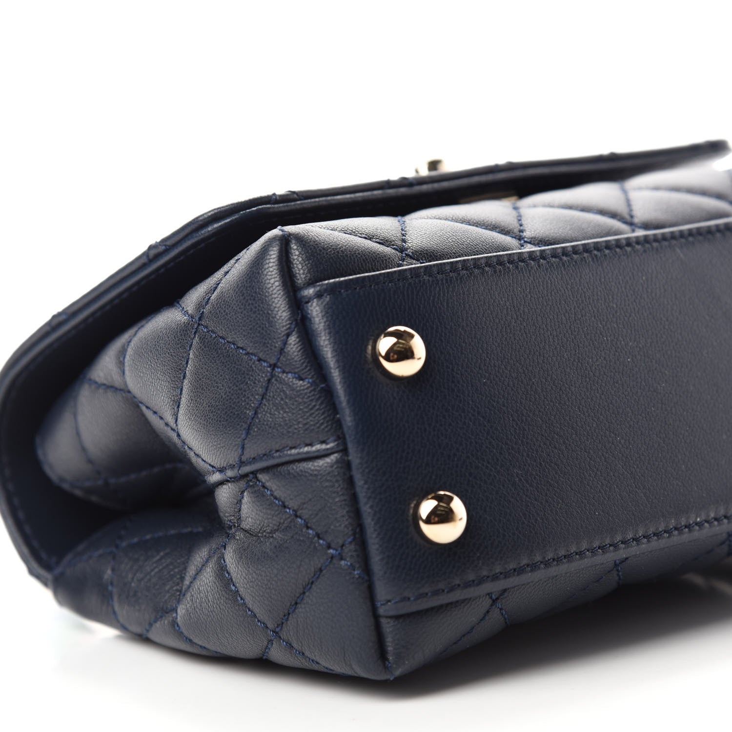 Chanel Goatskin Quilted Extra Mini Rainbow Coco Handle Flap Navy Blue 6 of 13
