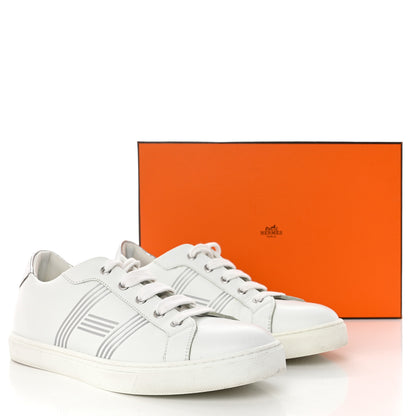 Hermes Calfskin Womens Advantage Sneakers 39 White Gris Argente 9 of 9
