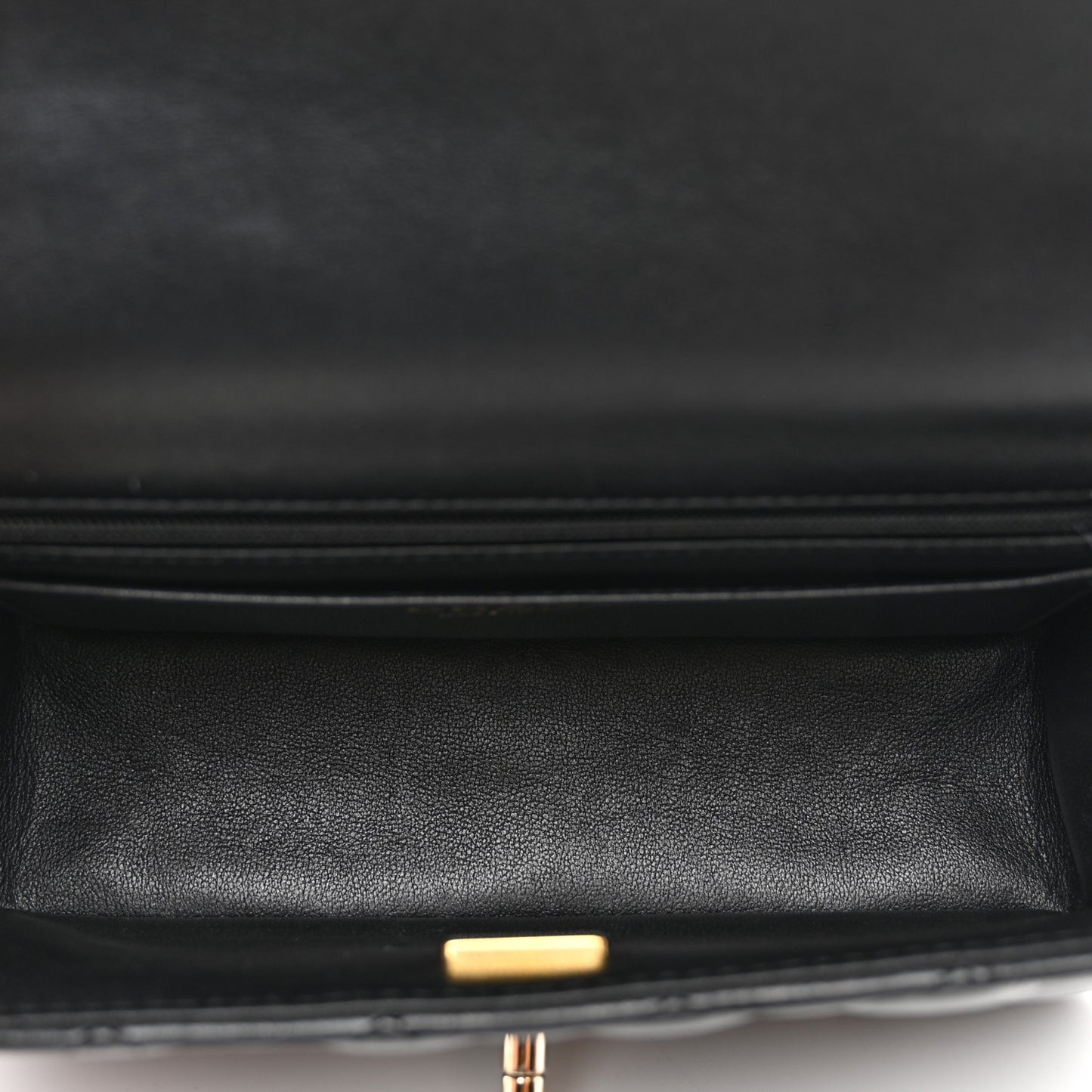 Lambskin Quilted Mini Top Handle Rectangular Flap Black