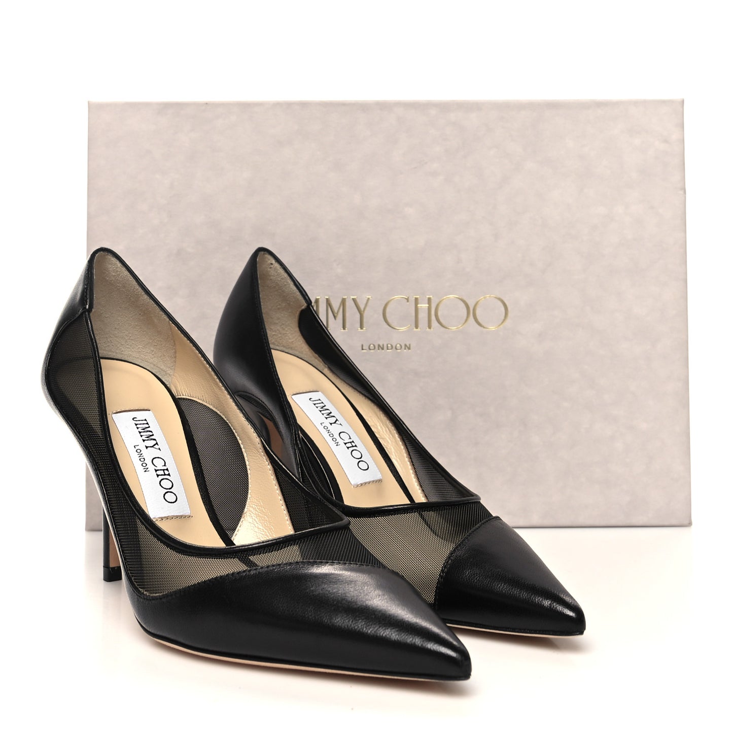 Mesh Calfskin Love 100 Pumps 36 Black
