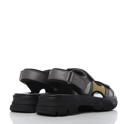 Gucci X SEGA Nappa Mesh Mens Aguru Sandals 9.5 Loess Black 4 of 9