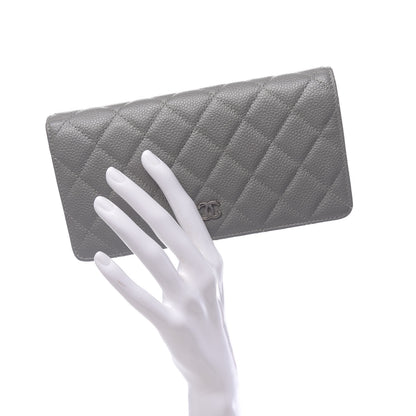 Chanel Caviar Quilted Yen Wallet Grey 2 of 9