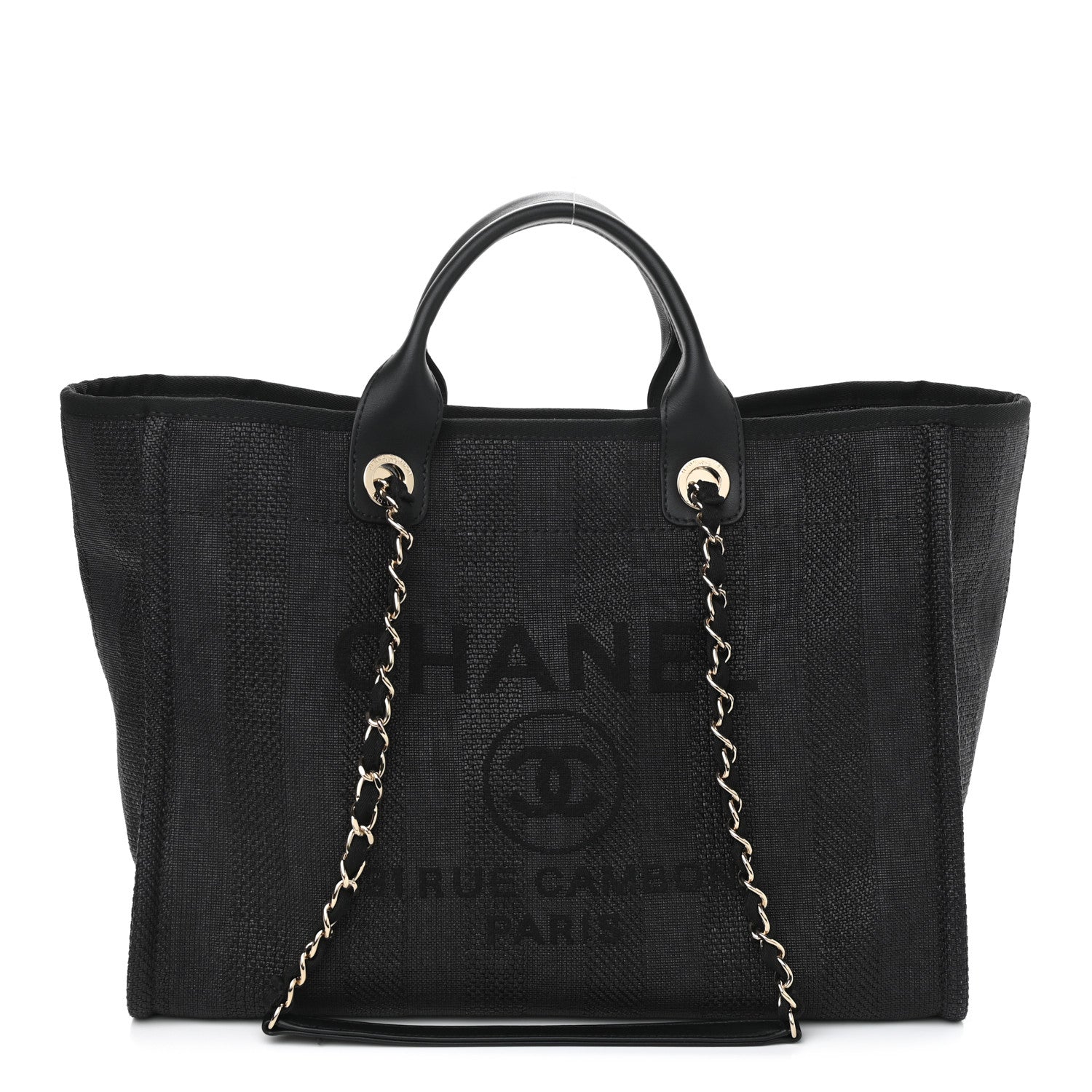 Chanel Mixed Fibers Calfskin Striped Medium Deauville Tote Black 1 of 11