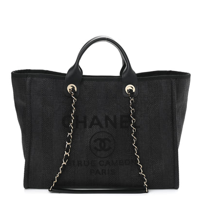 Chanel Mixed Fibers Calfskin Striped Medium Deauville Tote Black 1 of 11