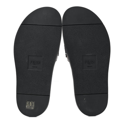 Fendi X FILA Glazed Fabric Calfskin FF 1974 Mania Slide Sandals 7 Mogano Panna Blueberry 5 of 8