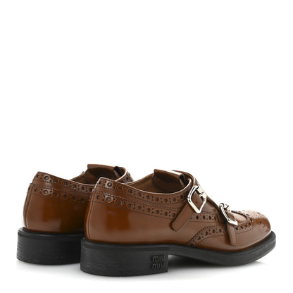 Miu Miu X CHURCH'S Calfskin Double Monk Loafer 37 Tabacco 5 of 9
