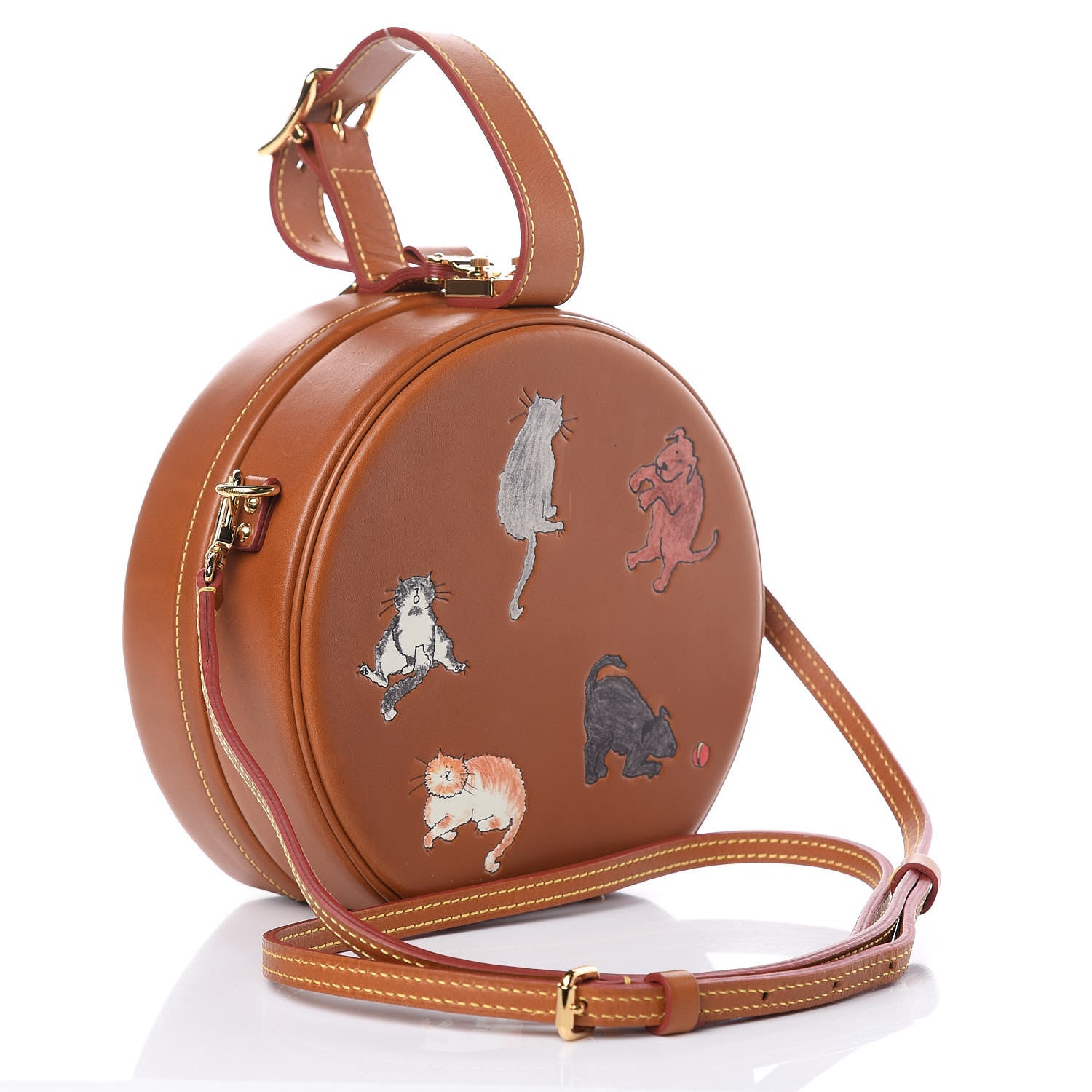 Louis Vuitton Calfskin Catogram Petite Boite Chapeau Tan 3 of 13