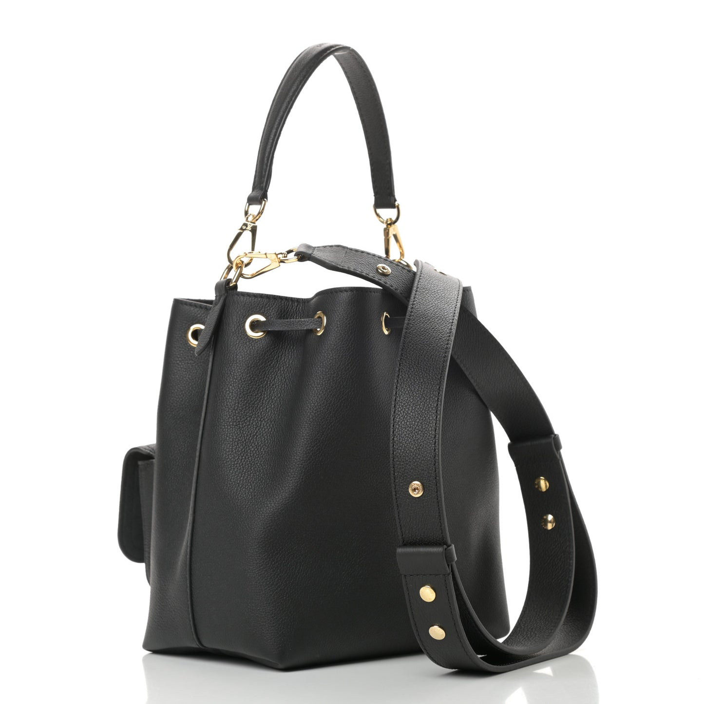 Calfskin Lockme Bucket MM Black
