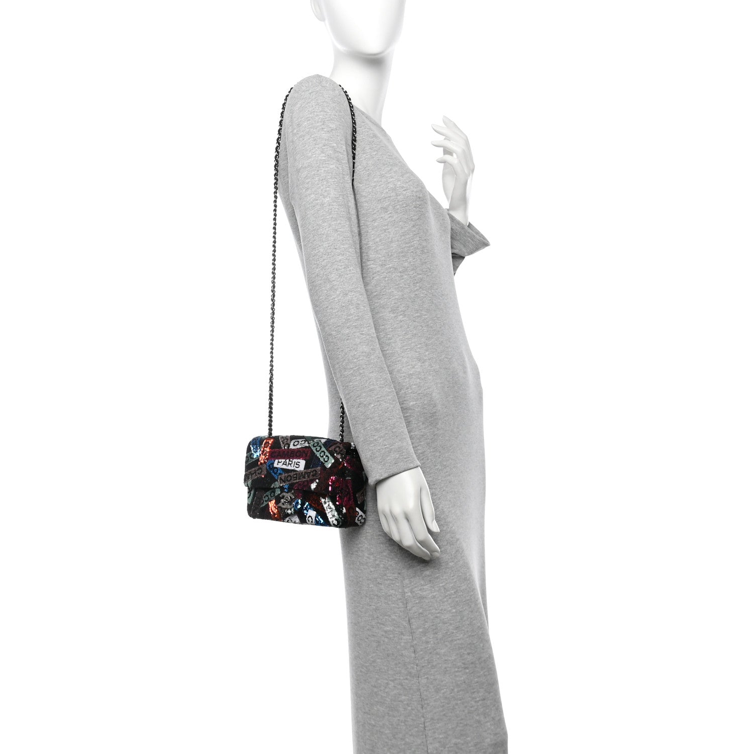 Chanel Sequin Logo Small Flap Ruthenium Multicolor 2 of 10