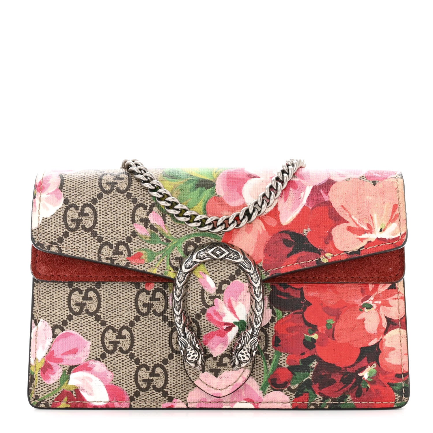 Gucci GG Supreme Monogram Blooms Super Mini Dionysus Shoulder Bag Beige Multicolor Dry Rose 1 of 9