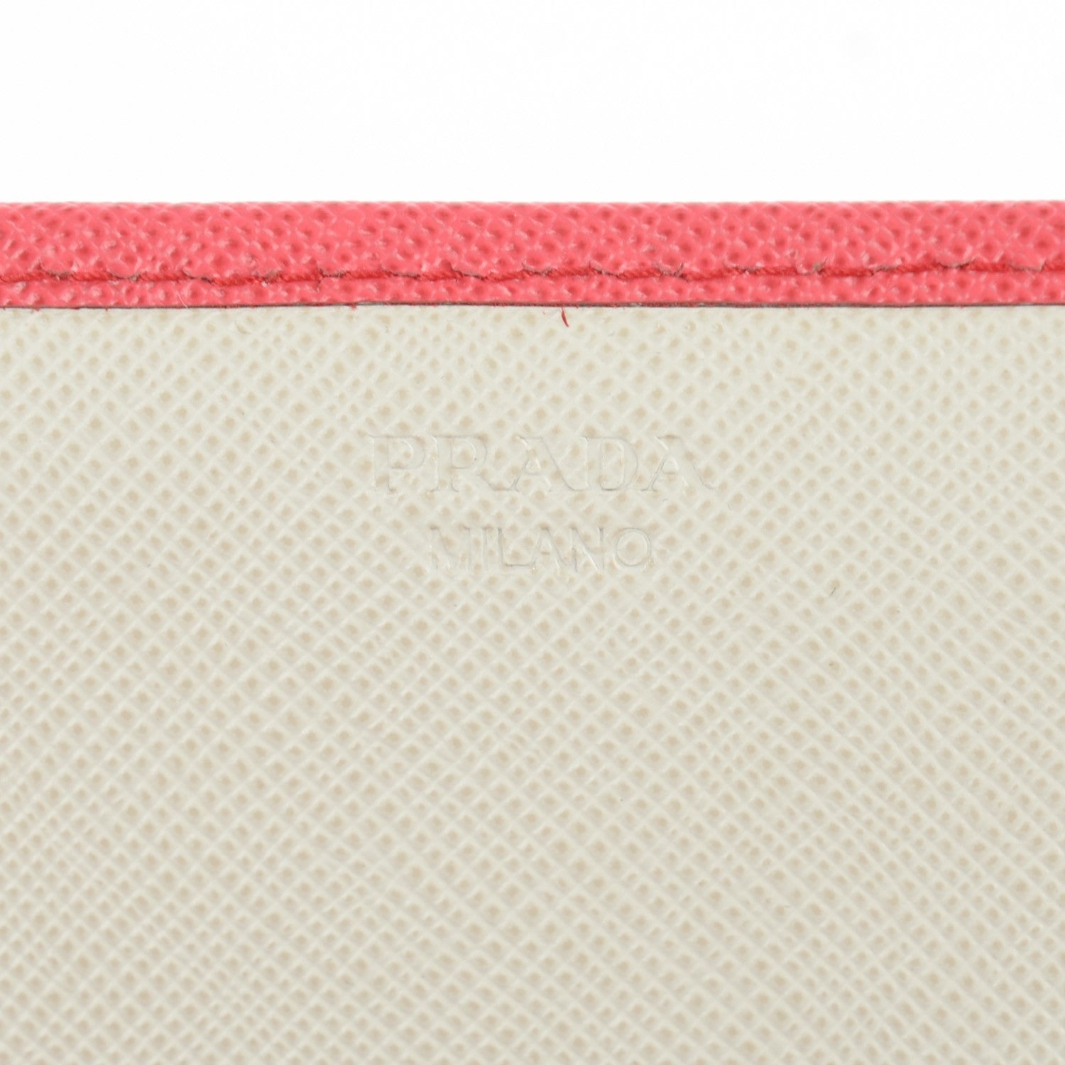 Prada Saffiano Bi-Color Phenix Flap Over Wallet Fragola Talco 8 of 10