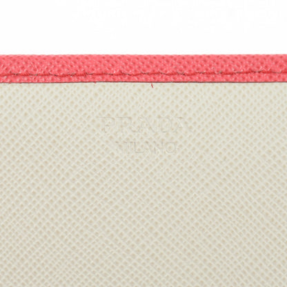 Prada Saffiano Bi-Color Phenix Flap Over Wallet Fragola Talco 8 of 10