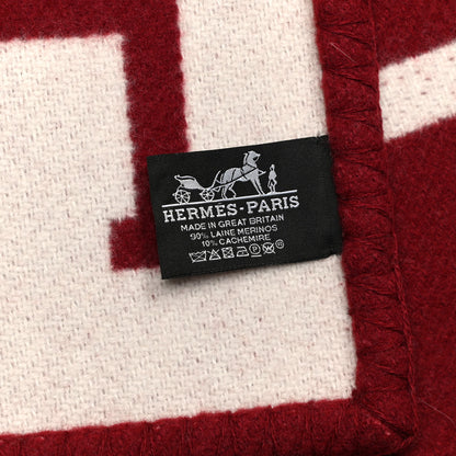 Hermes Wool Cashmere Avalon Blanket Ecru Rouge H 4 of 4
