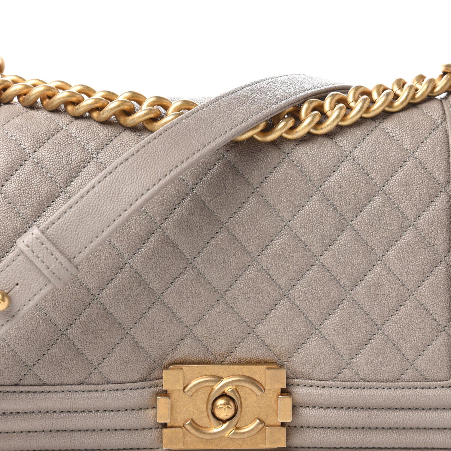 Chanel Caviar Quilted Medium Boy Flap Grey 10 of 11