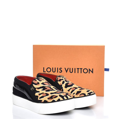 Louis Vuitton Patent Calfskin Canvas Catwalk Slip On 37 Leopard Black 12 of 12