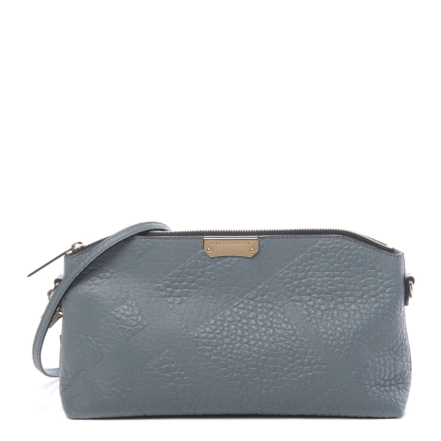 Burberry Signature Grain Calfskin Check Embossed Small Chichester Crossbody Clutch Bag Celadon Blue 1 of 10