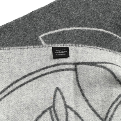 Hermes Cashmere Casaque Entrelacs Equestres Muffler Anthracite Gris Clair 4 of 5