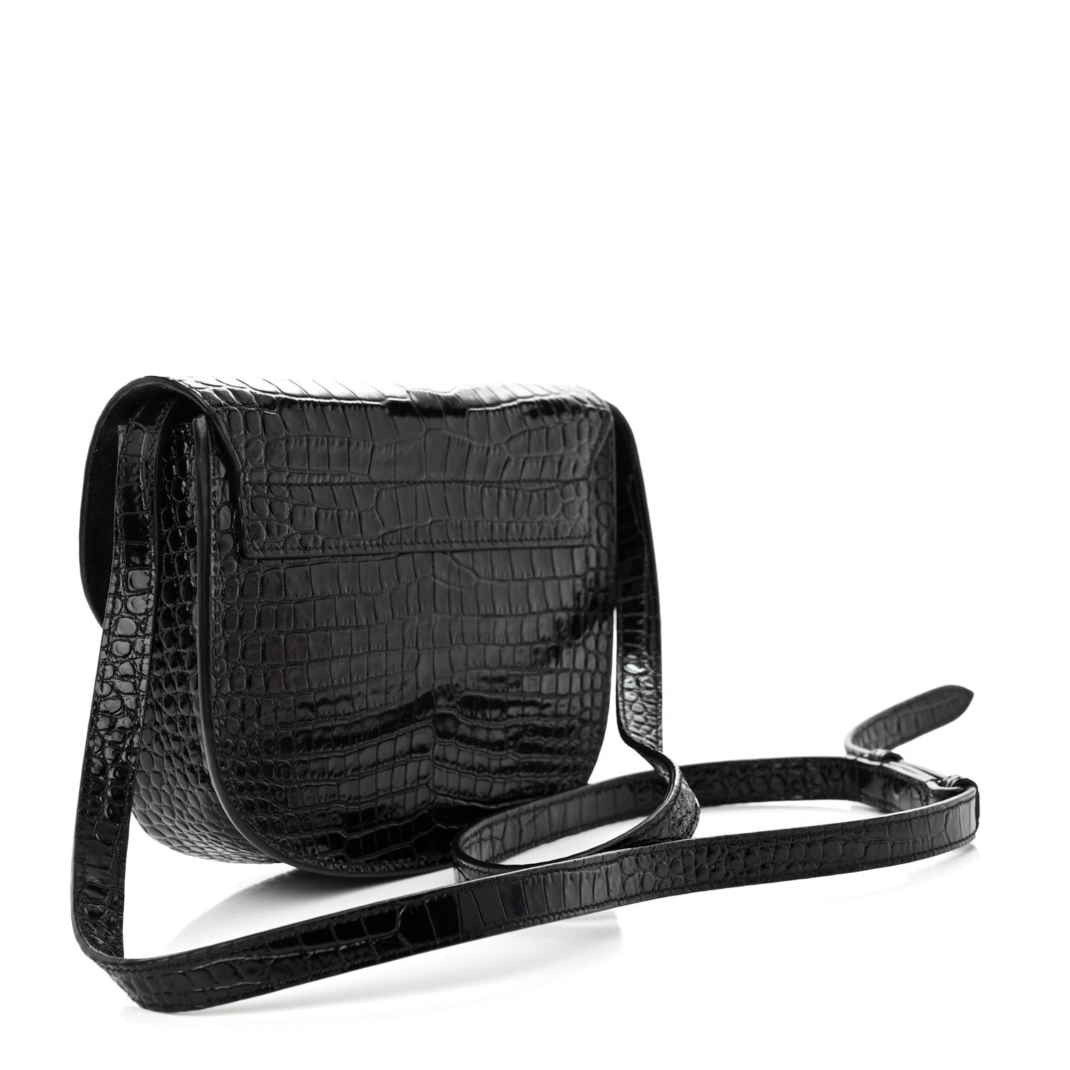 Saint Laurent Crocodile Embossed Calfskin Small Kaia Satchel Black 3 of 9