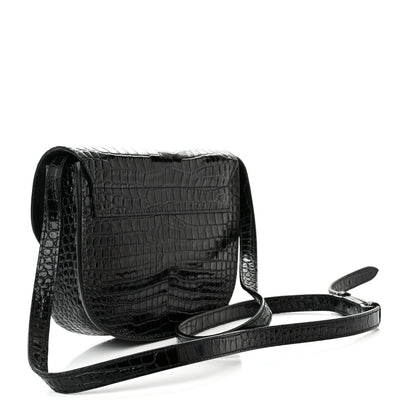Saint Laurent Crocodile Embossed Calfskin Small Kaia Satchel Black 3 of 9