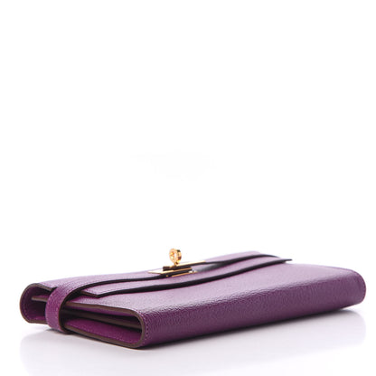 Hermes Chevre Mysore Kelly Longue Wallet Anemone 3 of 9