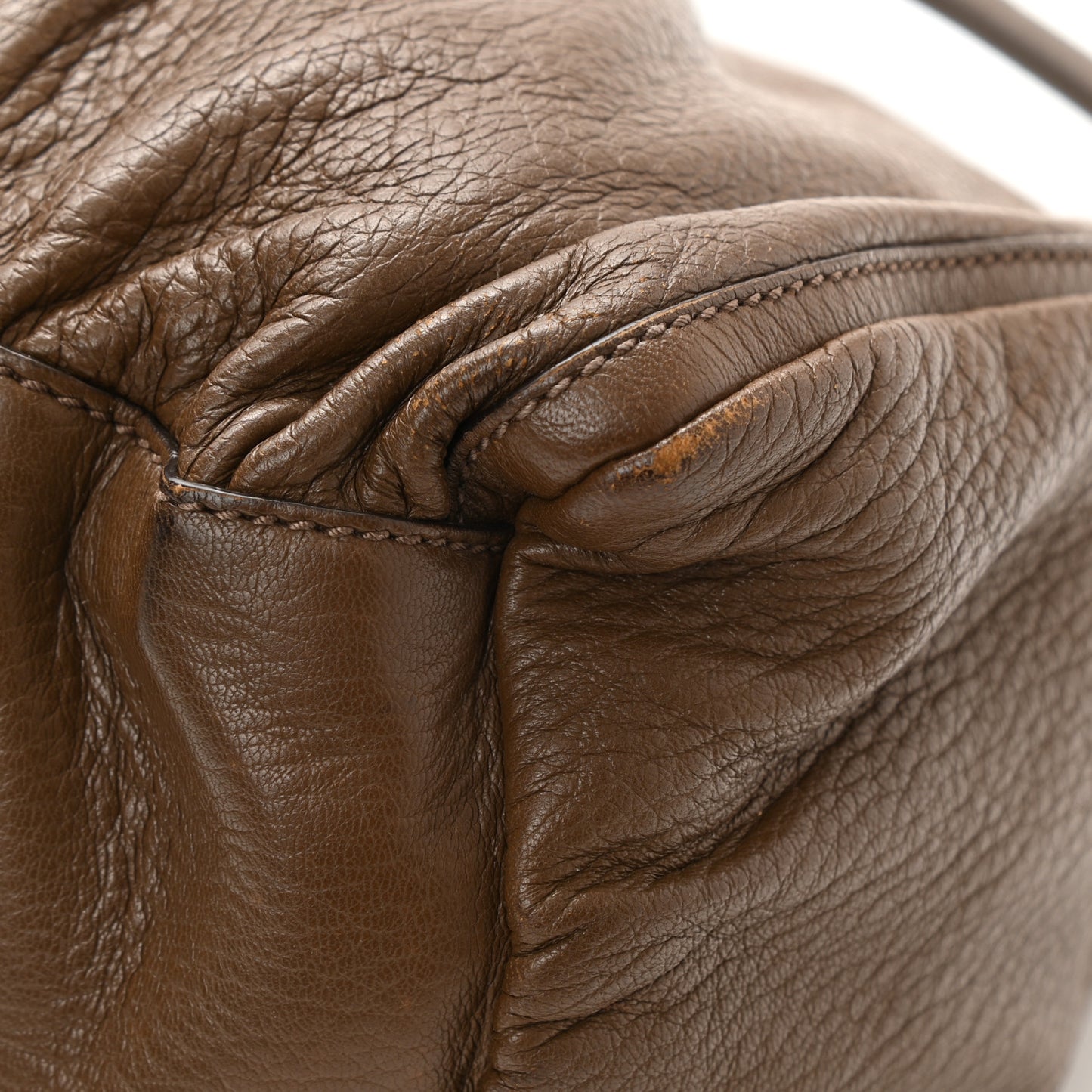 Calfskin Large D Gold Ring Shoulder Bag Brown