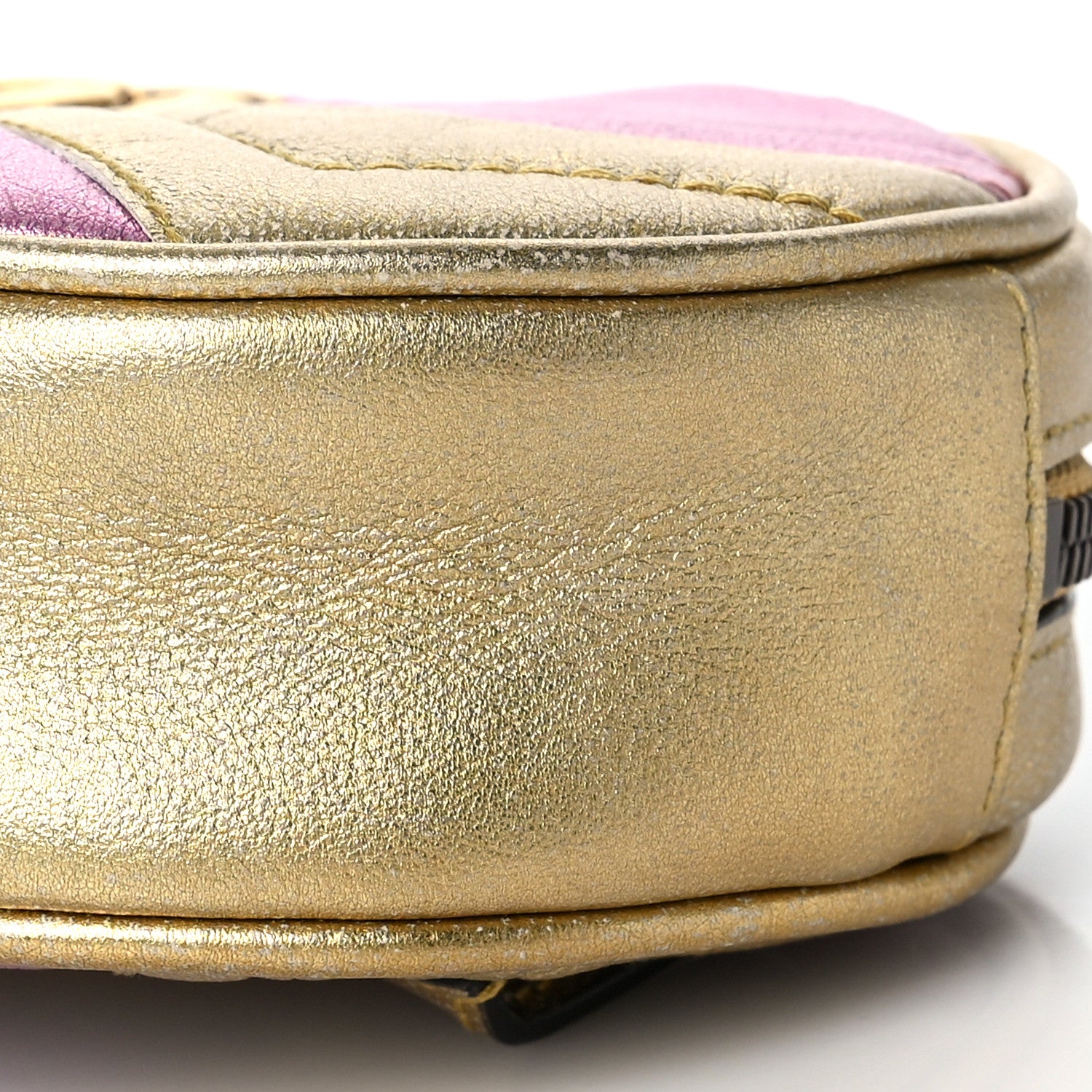 Gucci Metallic Nappa Matelasse Heart GG Marmont Belt Bag 75 30 Oro Vecchio Rosa 10 of 11