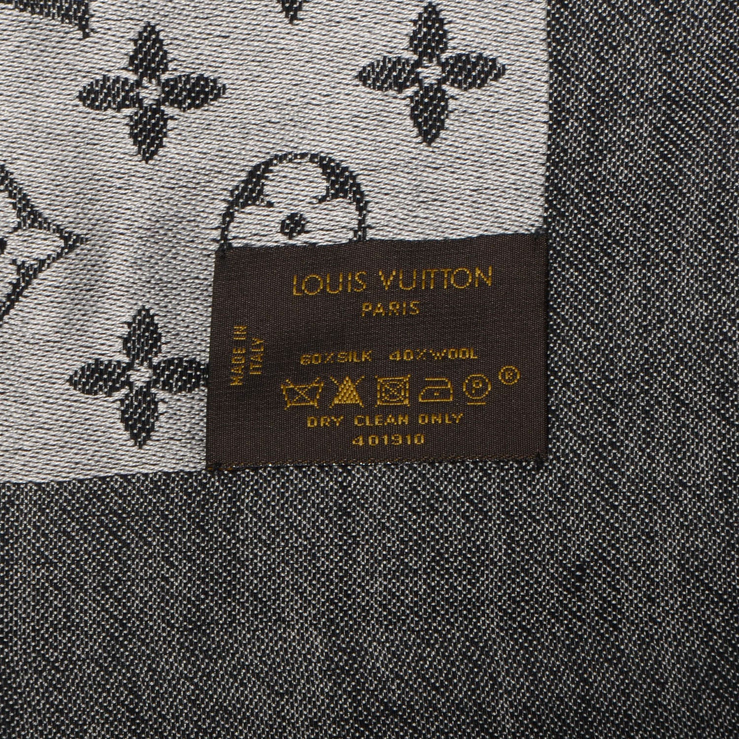 Louis Vuitton Silk Wool Monogram Denim Shawl Black 5 of 5