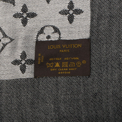 Louis Vuitton Silk Wool Monogram Denim Shawl Black 5 of 5