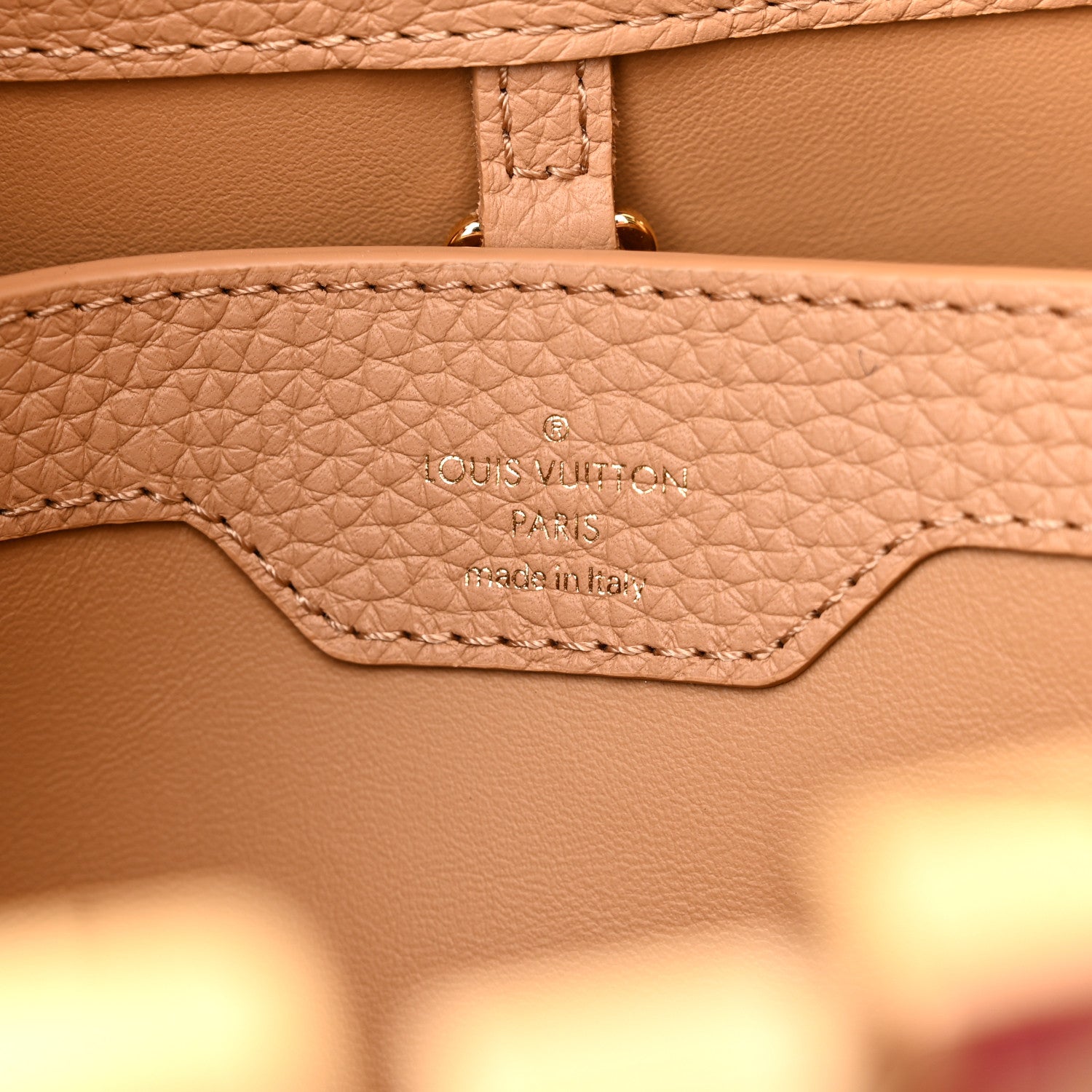 Louis Vuitton Taurillon Capucines MM Arizona Beige Wood Brown 6 of 10