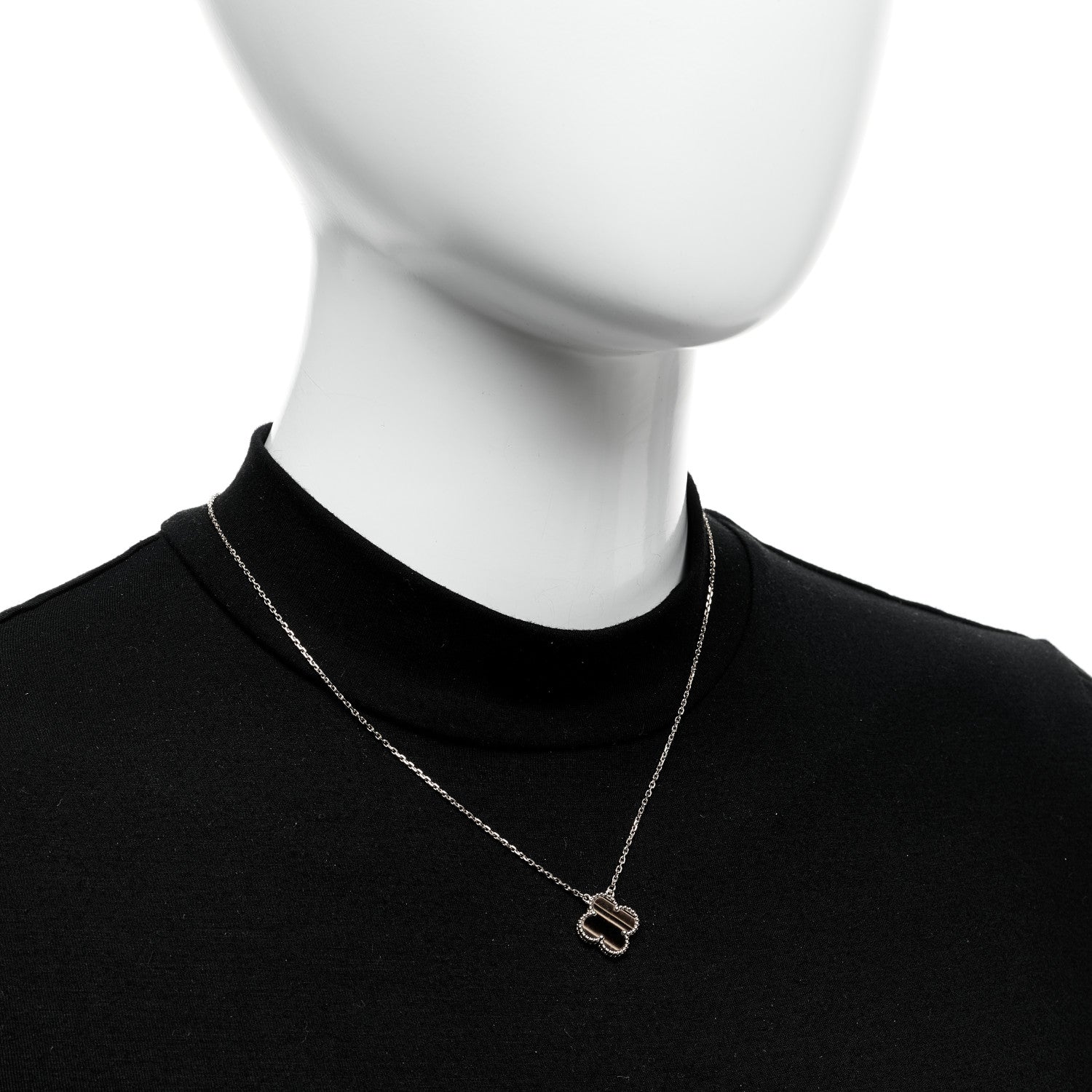 Van Cleef & Arpels 18K Yellow Gold Tiger Eye Vintage Alhambra Pendant Necklace 2 of 6