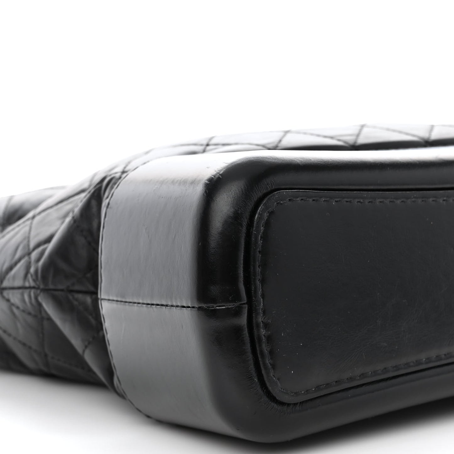 Aged Calfskin Quilted Large Gabrielle Hobo Black